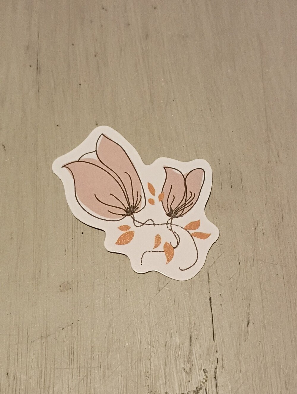 10/$10 Sticker Decal - Two Flowers With Glittery Leaves - Brand New